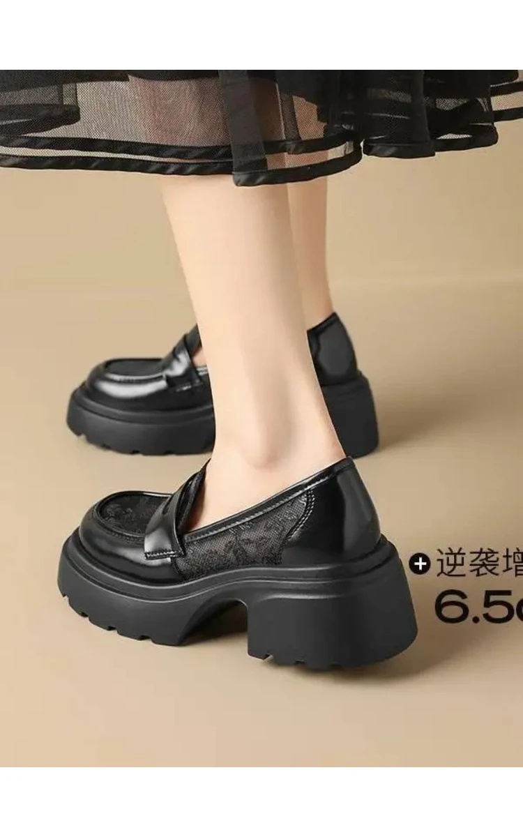 

thick-soled mesh loafers women's summer new small leather shoes retro versatile college breathable casual women's shoes