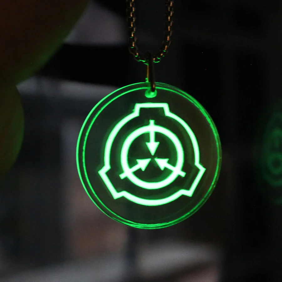 SCP Foundation Crystal Chain Necklace Glow In The Darkness Charming MTF Cosplay Keychain Gifts For Boys men girls