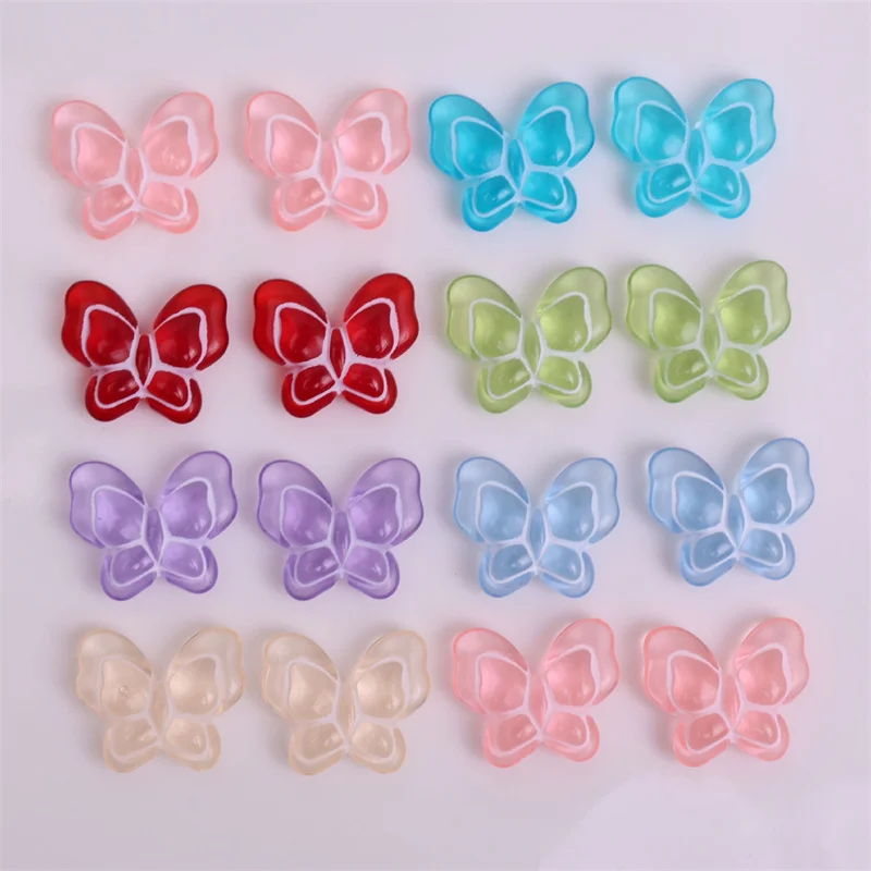 

Оптовая продажа, 100 шт./лот, контурный эффект, цветной принт, животные, мультяшная форма бабочки, акриловые бусины, ювелирные изделия «сделай сам», аксессуары для волос, одежда