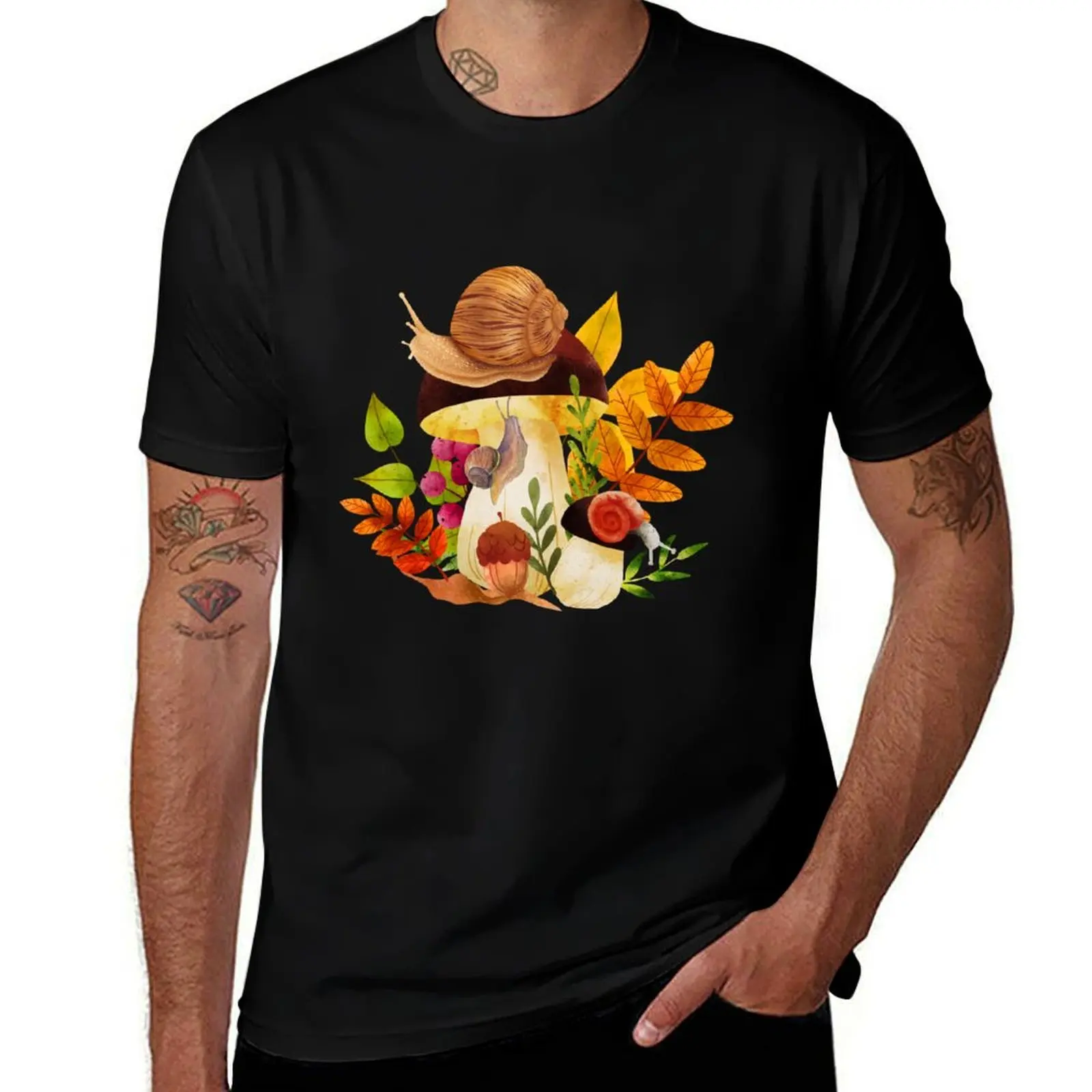 Snail with plants T-Shirt Trend Art Print T-Shirt
