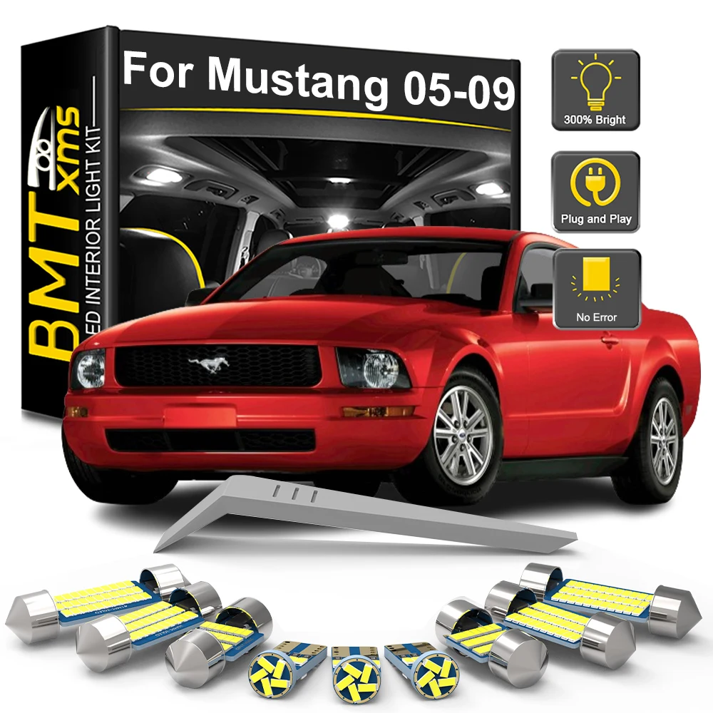 BMTxms 8Pcs Canbus Car LED Interior Lights Bulb Kit For Ford Mustang 2005 2006 2007 2008 2009 Vehicle Reading Dome Trunk Lamp