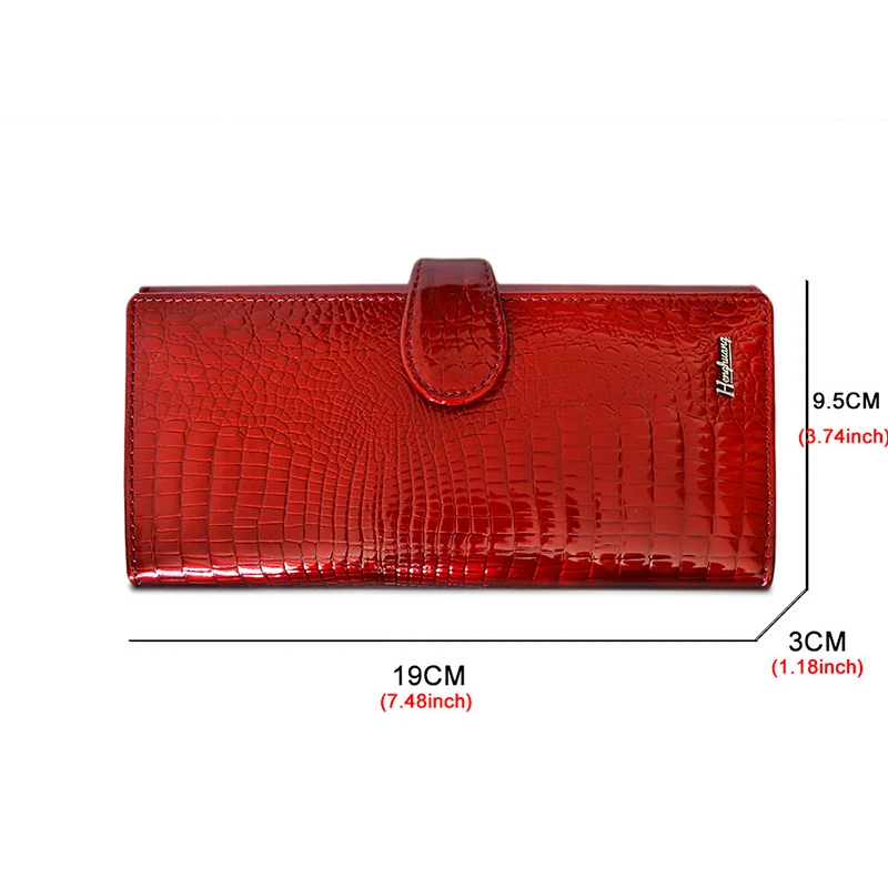 Women Purses Genuine	Leather Wallets for Woman Luxury	Handbags Elegant Shiny Long Clutch Bags Ladies Fashion Carteras Para Mujer