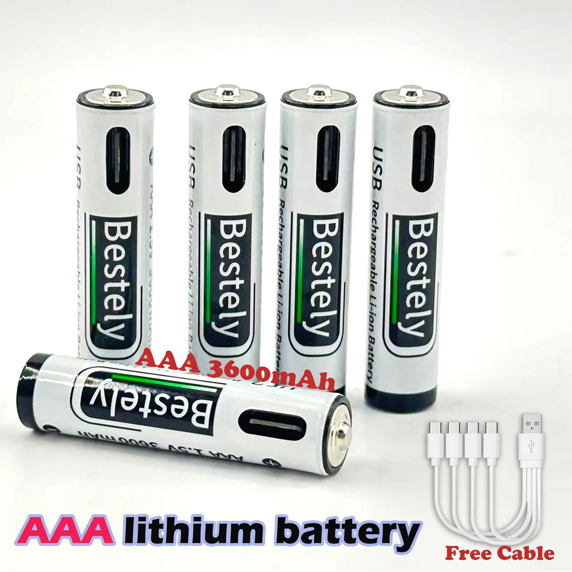 USB AAA Rechargeable Battery 1.5V AAA Lithium Batteries AAA Li-ion Rechargeable Battery for Home Office Wholesale Supported
