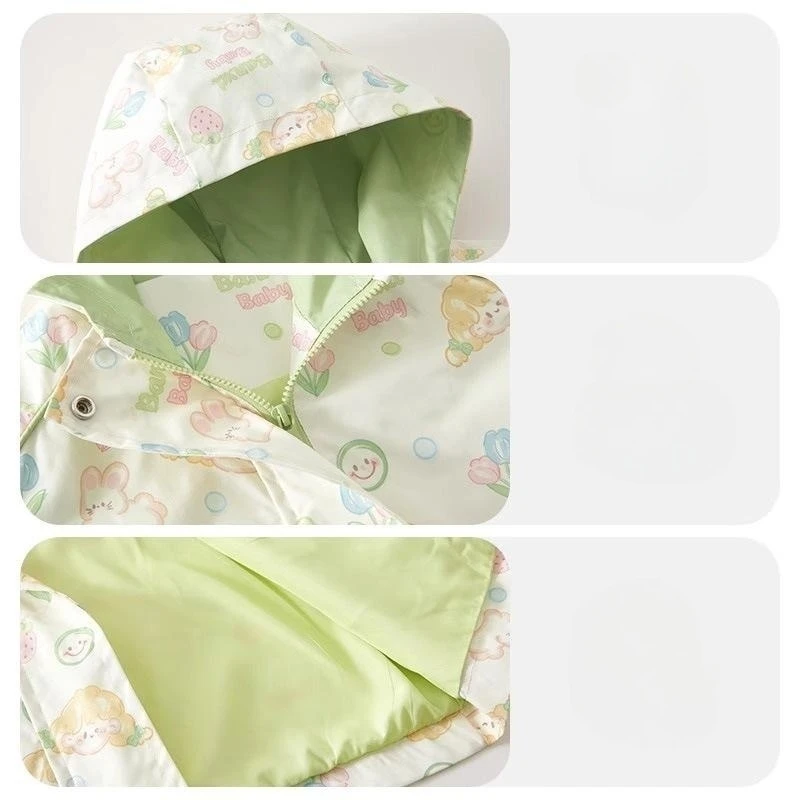 سوبر لطيف سترة واقية جاكيتات للطفل الفتيات ربيع الخريف سستة مقنعين معاطف يندبروف أبلى ملابس الأطفال 1-4Y