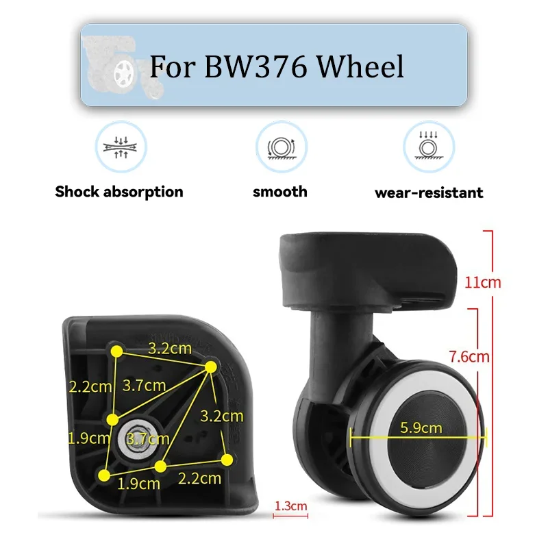 

For BW376 Wear-Resistant Luggage Replacement Wheels 360° Silent Swivel Casters Universal Fit for Suitcase Repair Parts
