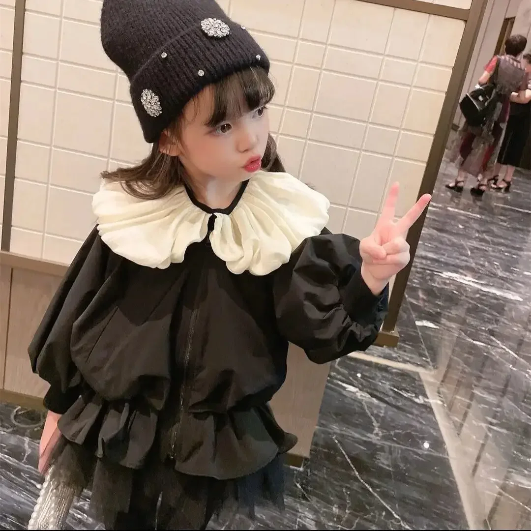 BABY Girls Big Collar Jackets Spring Autumn Cardigan Coats Kids Girl Casual Princess Jacket Children Clothes Overwear