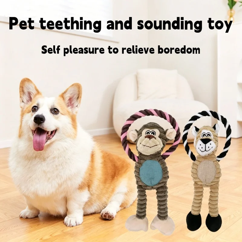 New Interactive Dogs Plush Toy Chew Resistant Fleece Squeak 