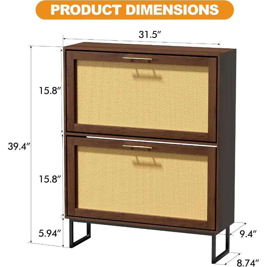 Rattan Shoe Storage Cabinet 31.5