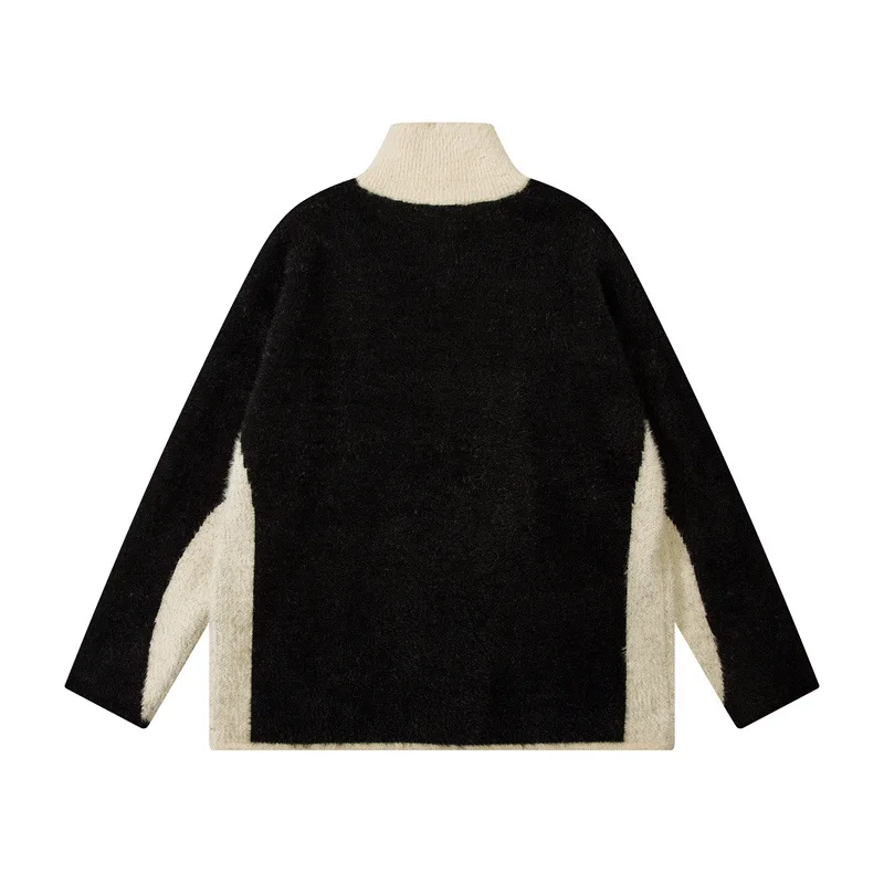 Knitted Sweater with Loose and Versatile Casual Splicing, High Necked Butterfly Sweater for Men and Women