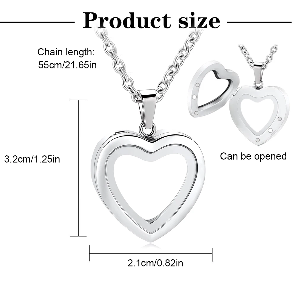 Openable Glass Heart Urn Necklace for Ashes Cremation Jewelry for Women Men Memorial Necklaces Ash Holder for Human Keepsake