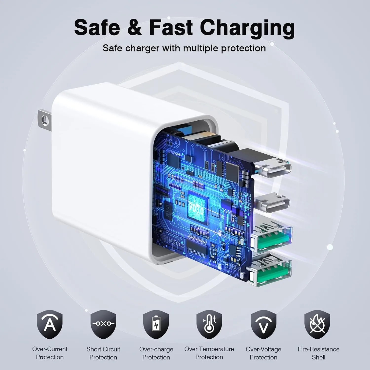 2 sztuki Ładowarka ścienna o mocy 40 W z wtyczką Cube Head Brick Plug Box, 4-portowy podwójny zasilacz USB C i USB A typu C do iPhone16 15 14 13 12 11