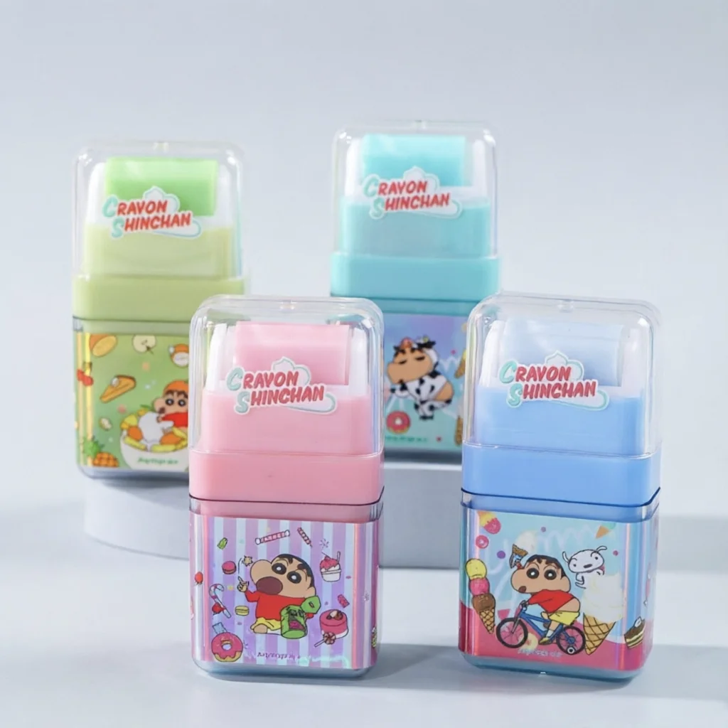 Gomme à effacer kawaii Crayon Shin-chan, effacement lisse, faible résidu, personnage de dessin animé, papeterie