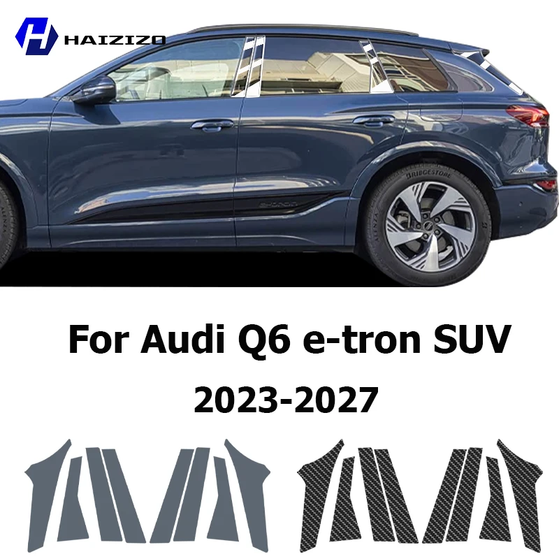 For Audi Q6 e-tron SUV 2023-2027 B C Pillar Protective Film TPU Anti-Scratch Anti-Fingerprint Vinyl Sticker for Car Door Trim