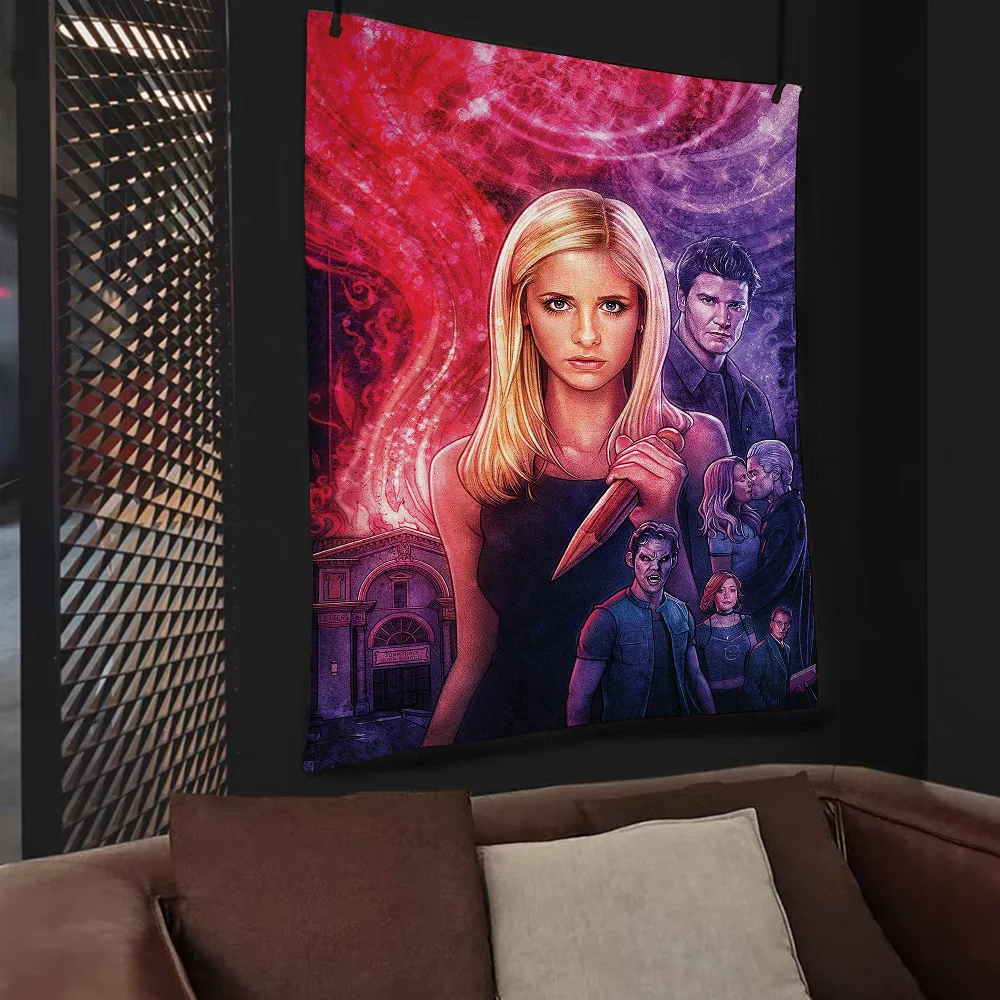 Buffy The Vampire Slayer Anime Tapestry Hippie Flower Wall Carpets Dorm Decor Wall Hanging Home Decor