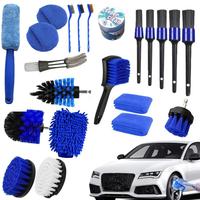 Car Cleaning Brush Set 30pcs Automotive Interior Brush Wet And Dry Brushes With Car Detailing Drill Brush High-Density Bristles
