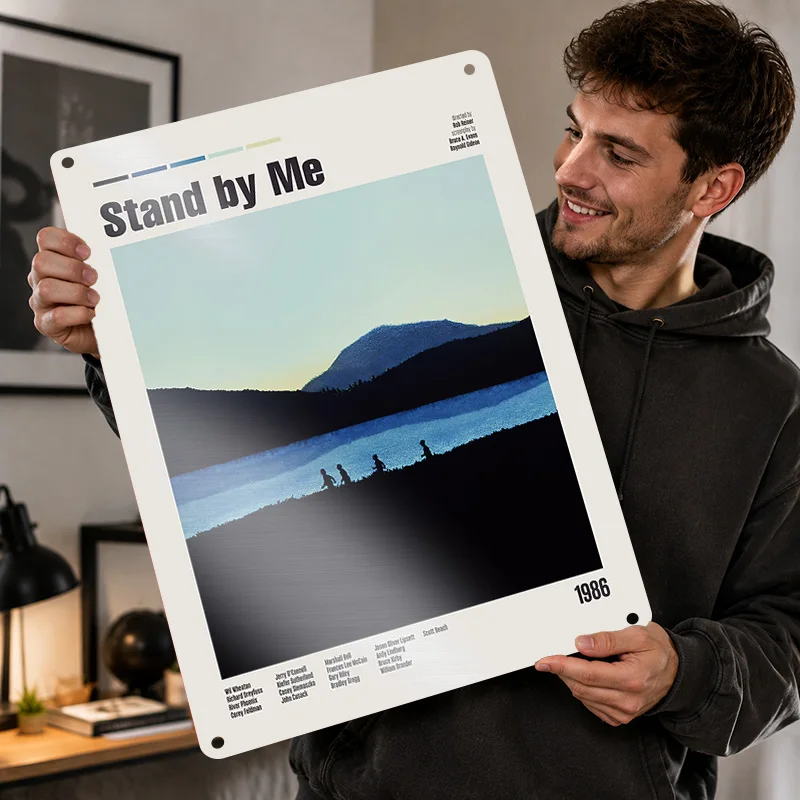 Stand By Me Textured Posters Customized Aluminum Metal Sign Vintage Atmospheric Cinema Graphic Wall Art Ideal In Media Lounge
