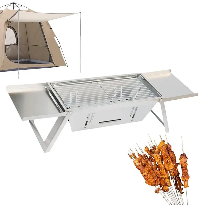 

Portable Folding Barbecue Grill Heating Stoves Multifunction Camping BBQ Grill Rack Net Firewood Stove Stainless steel BBQ Grill