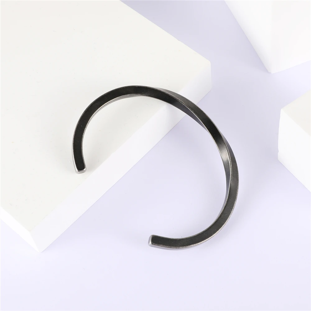 Vintage Stainless Steel Twisted Cuff Bracelet For Women Minimalist Party Wedding Open Bangles Simple Fashion Jewelry Girls Gift image 5