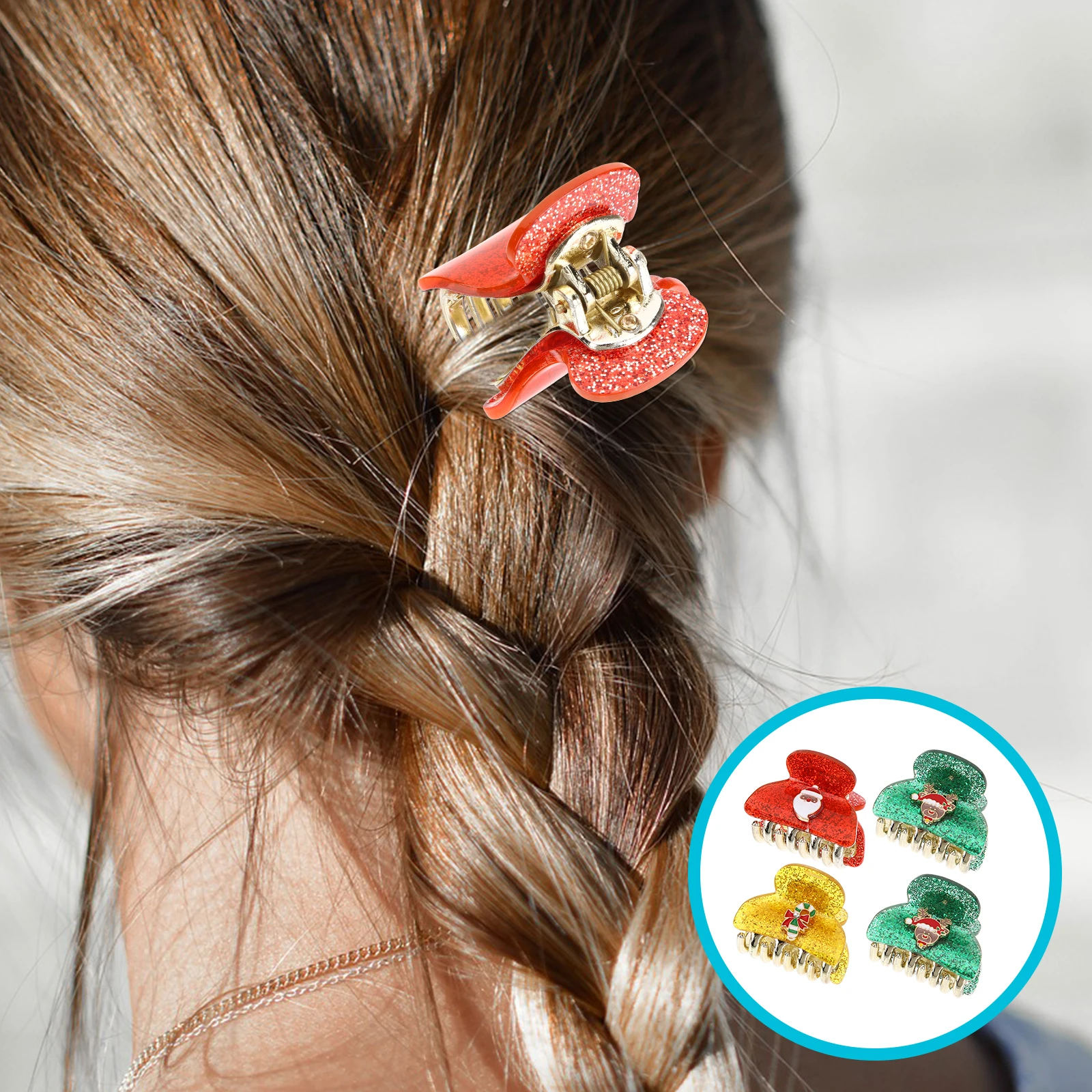

4 шт., маленькие рождественские заколки для волос, аксессуары для волос, декоративные заколки для волос, идеально подходящие для праздника, вечеринки, укладки для женщин