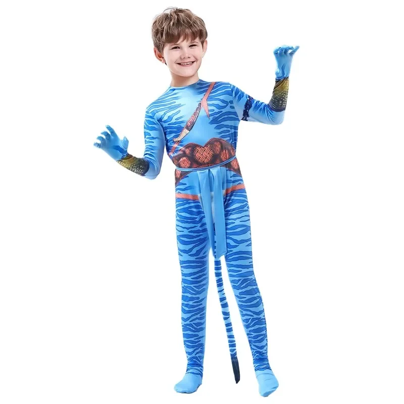 Halloween Cosplay Avatar Costume Kids Child Stage Performance Clothes SuperHero One Piece Tight Ffitted Jumpsuit Clothing Suit image 4