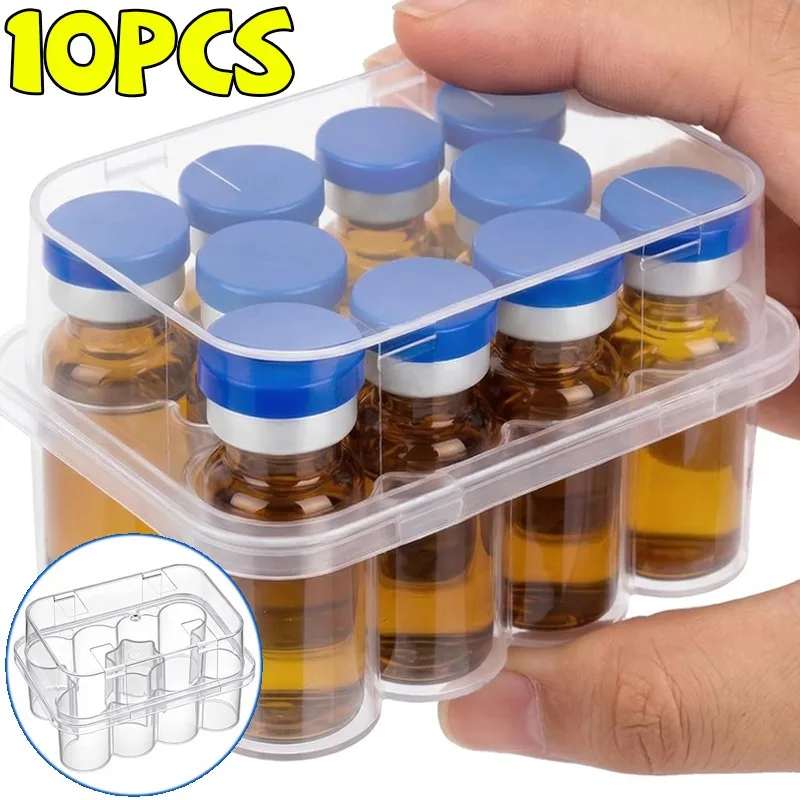 Vial Storage Box Food-grade Transparent Plastic 3/5/7/10ml Mini Vial Holder Stackable Organizer Flip-Top Snap-on Storage Case