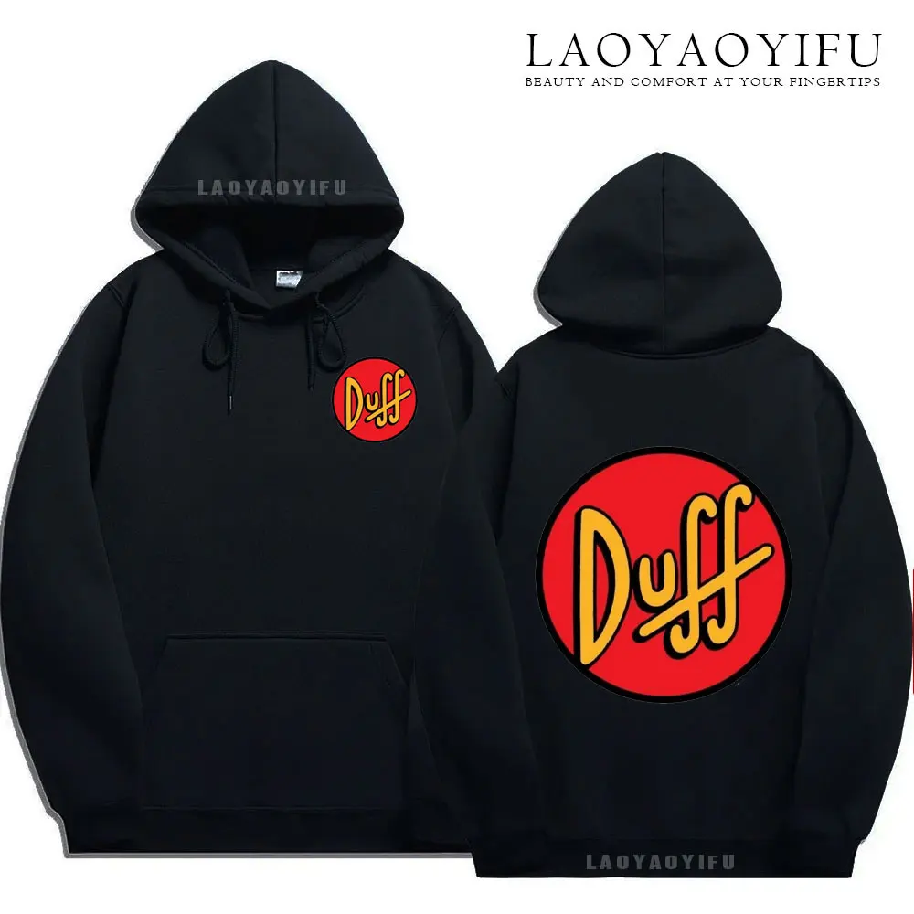 The Simpsons Duff Beer Circle Logo V2 Hoodie Funny Retro Street Fashion Men's Gift Long Sleeve Design Printed Family Pullover