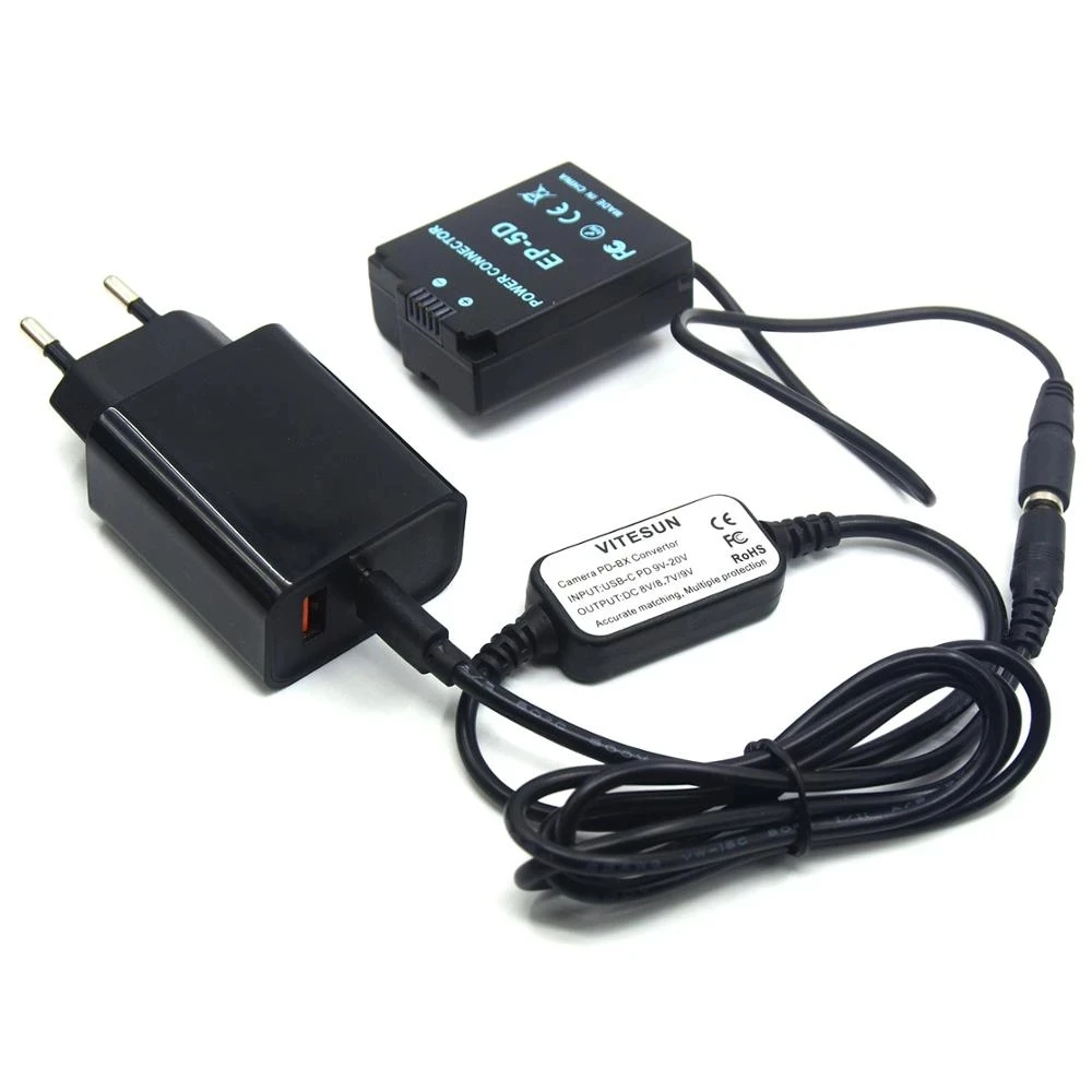 

USB Type-C Charger Cable+PD Charger+EP-5D EP5D DC Coupler ENEL21 EN-EL21 Dummy Battery For Nikon 1 V2 1V2 Cameras