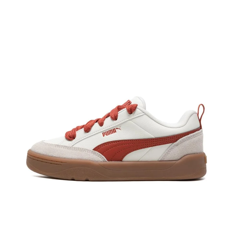 PUMA Park Lifestyle Breathable Low top Skateboard Shoes Unisex White Red 397262-05