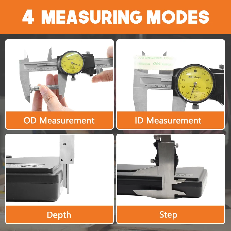 

Original Mitutoyo 505-681 Vernier Calipers Measuring Outer Diameter Inner Diameter and Depth Industrial Precision Measuring Too