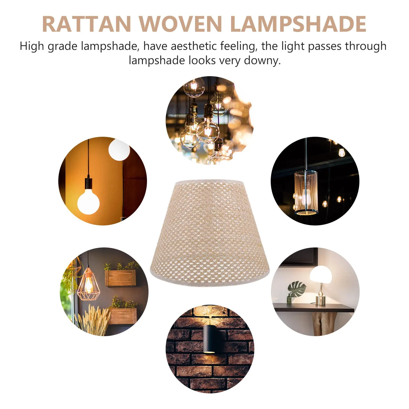 

1Pcs High Grade Lampshade Imitation Woven Texture Strong Light Cover for Table Lamp Easy Install Decorative Lamp-Chimney Modern