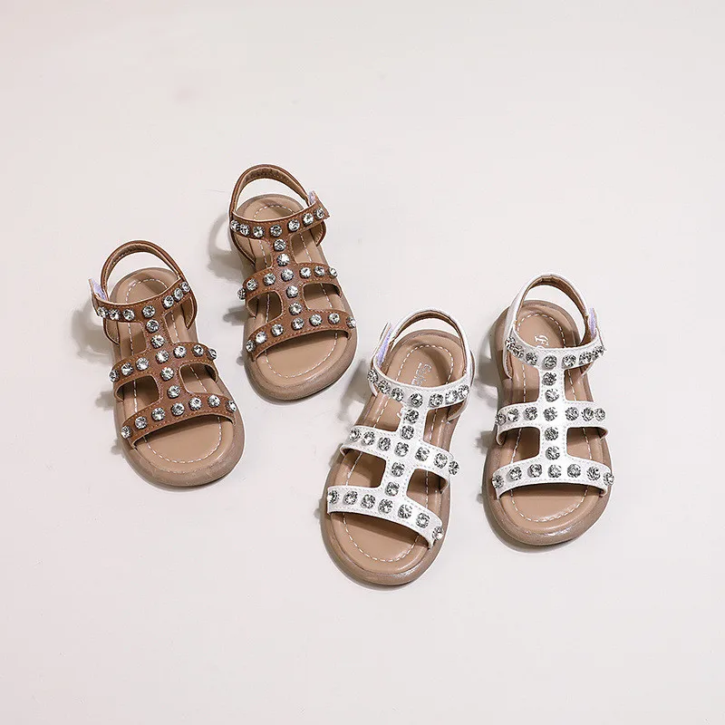 Girls Sandals Summer Kids Fashion Dress Party Princess Shoes Toddler Sports Beach Rhinestone Slippers Outdoor Flats Soft Sole