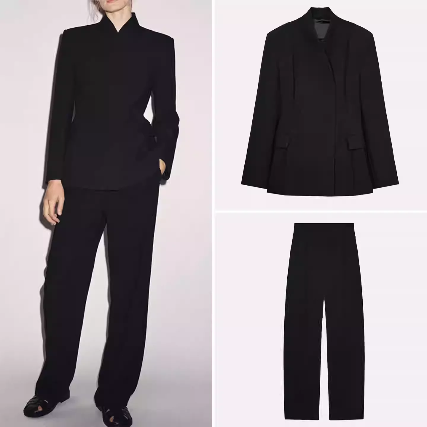 

Fashionable Women's Spring Outfit 2026 High Waist Zipper Pants And Suit Jacket Set Elegant Two-Piece Ensemble from ZADATA
