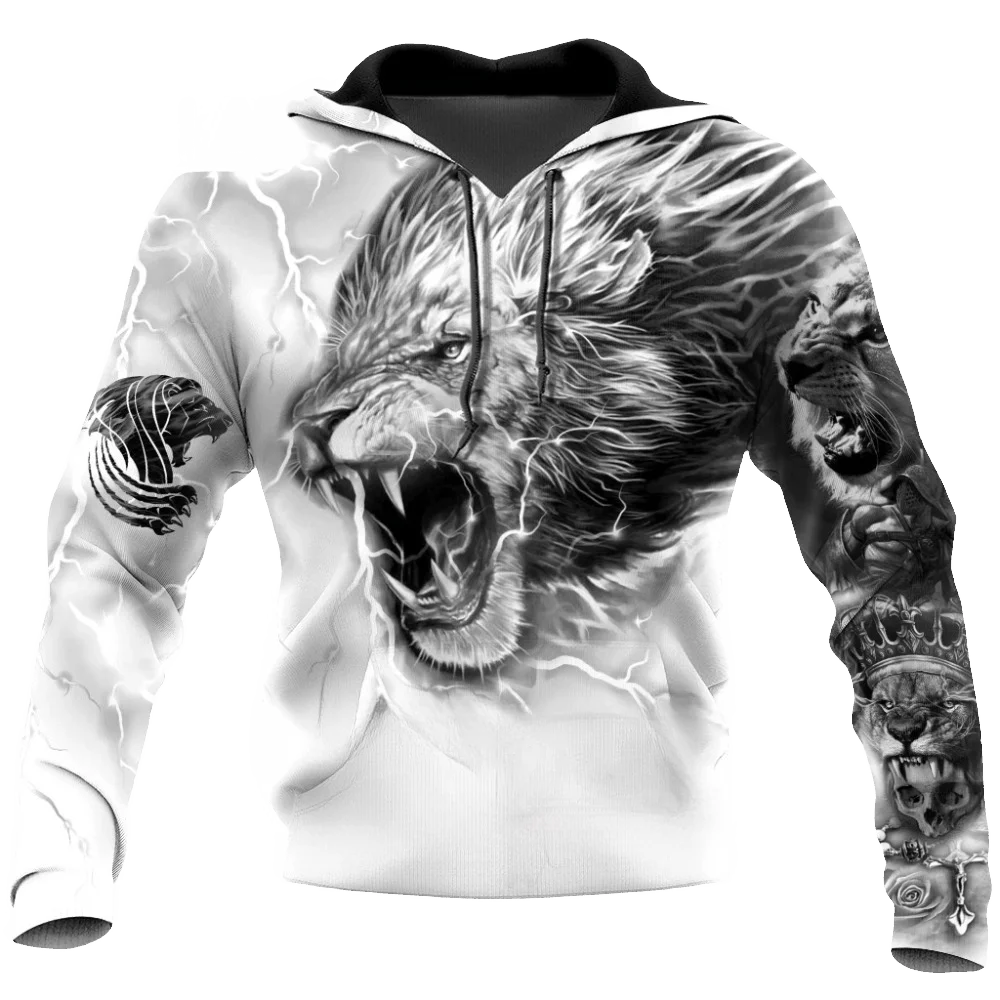 Oversized Wolf Animal Hunting Hoodie For Men Camouflage 3D Printing Essential Harajuku Casual Sweatshirt Yk2 Clothes Sports 2023