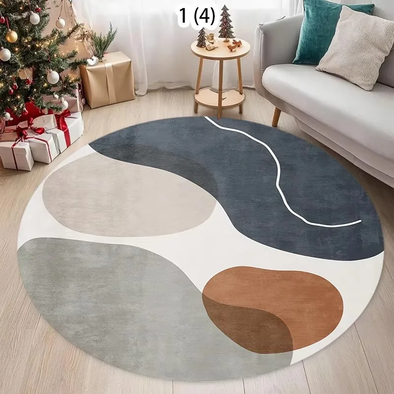 VIKAMA Morandi Abstract Round Rug—Comfortable, Soft, and Warm for Next to the Living Room Sofa; Machine-Washable Home Decor