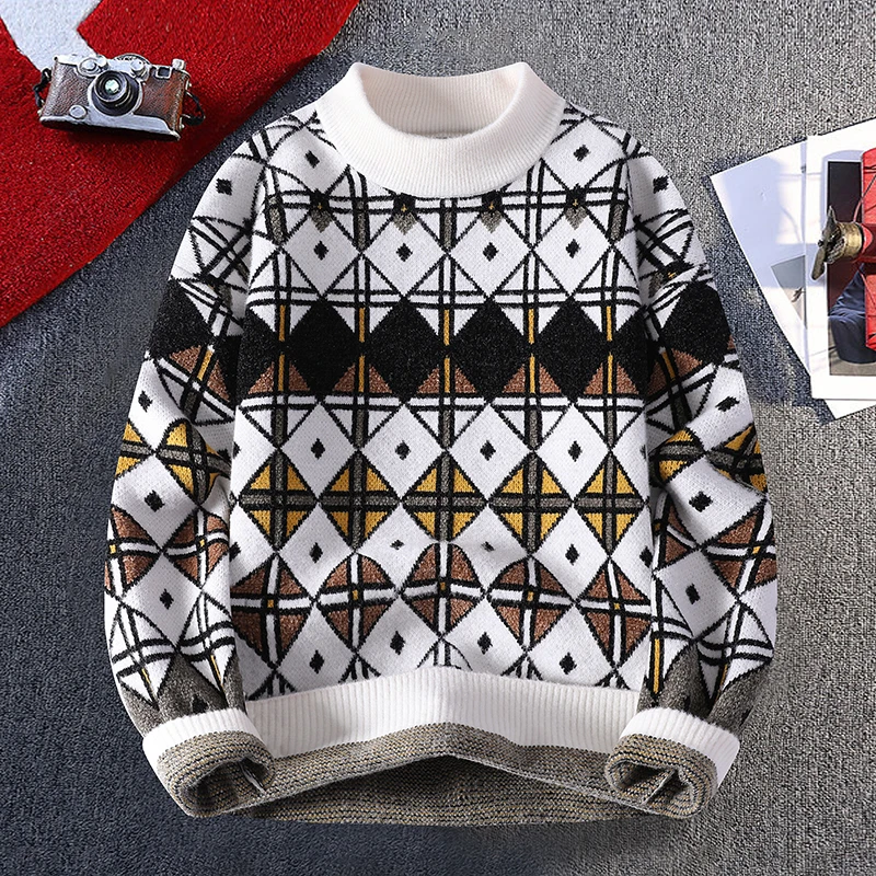 

Men's Faionable Thi Warm Knitted Sweater Autumn Winter Teenagers Embroidery Base irt Personali Match Korean Sle Top