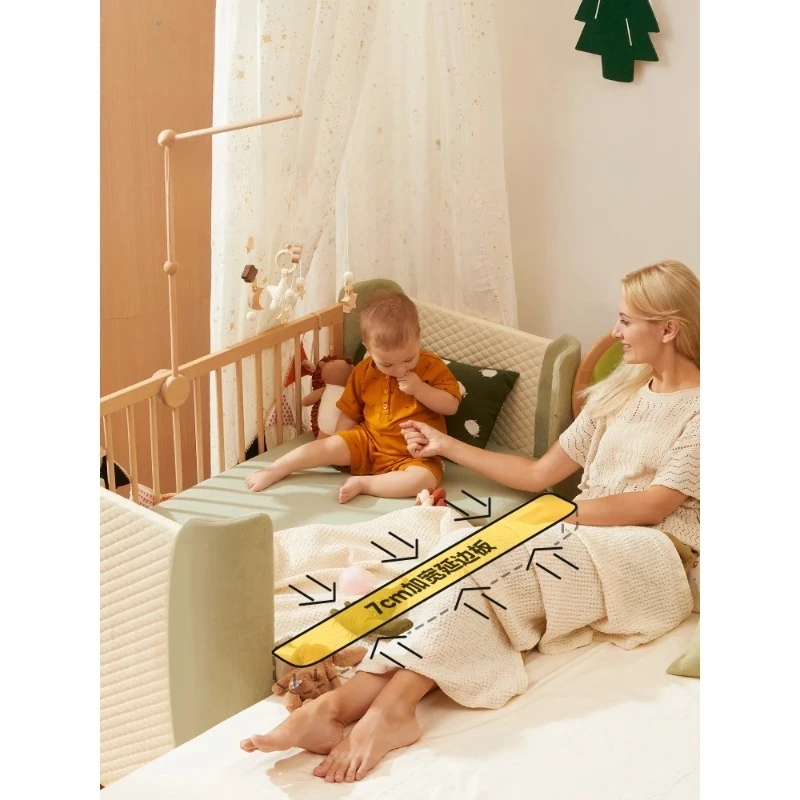 Berço de madeira maciça para bebê, cama móvel multifuncional