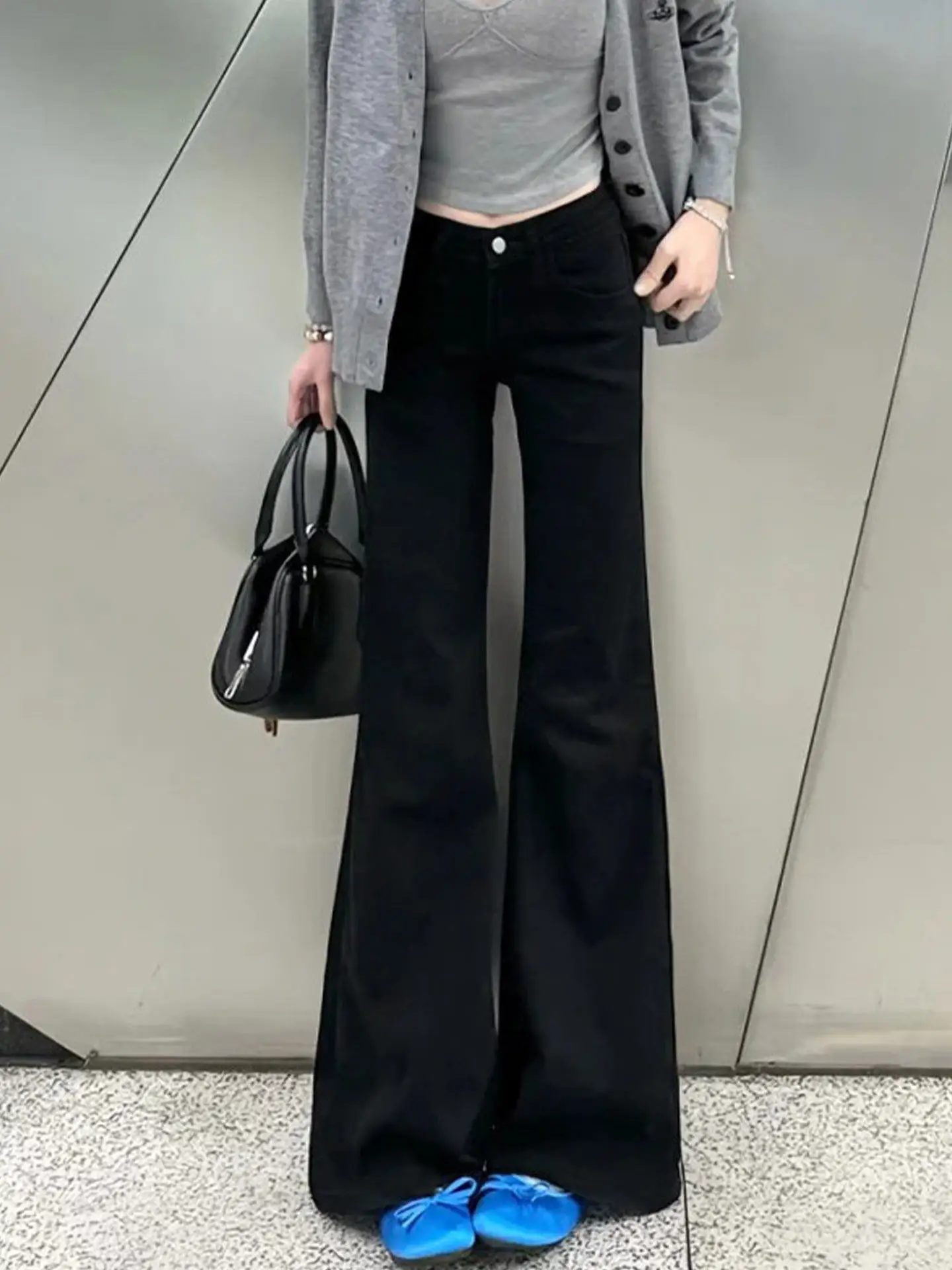 

High Waist Flared Jeans Women's Spring New Style plus Size Loose Slimming Elastic Bell Bottoms Straight Leg Denim Pants