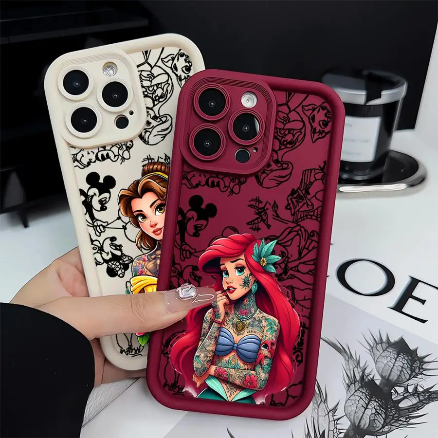 Etui na iPhone 13 Pro MAX 15 Plus 12 Mini 16e 16 Plus XS XR 11 17 Air 14 11Pro Miękkie TPU Ariel Księżniczka