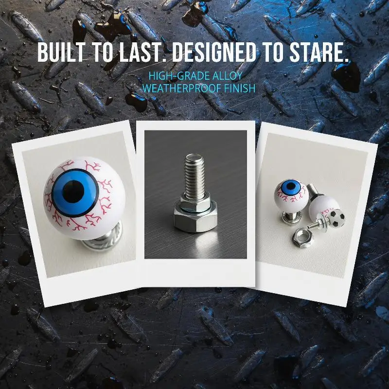 4Pcs DIY Decoration Motorcycle Bike Plastic Eyeball Football Pentagram License Plate Bolt On Screw On Frame Nut