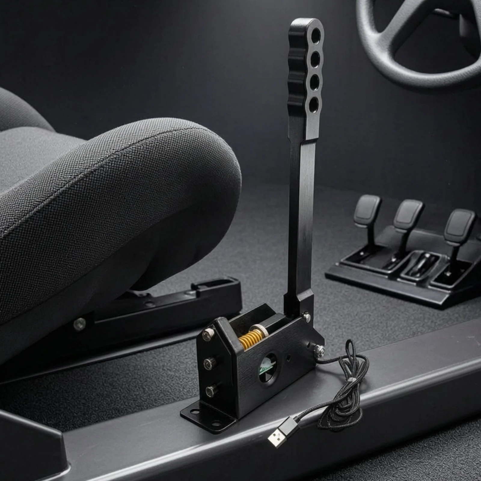 PC Gaming Handbrake Sturdy Sim Racing E-Brake USB Handbrake with Lever Plug and Play USB E-Brake Adjustable for Gamers