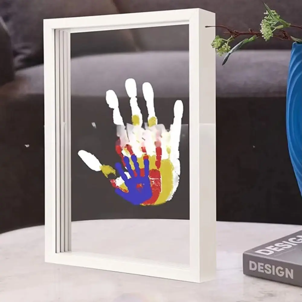 DIY Wooden Frame Handprint Photo Frame Kit DIY with 6 Paints Pen Eraser Paintbrush Family Handprint Kit Keepsake