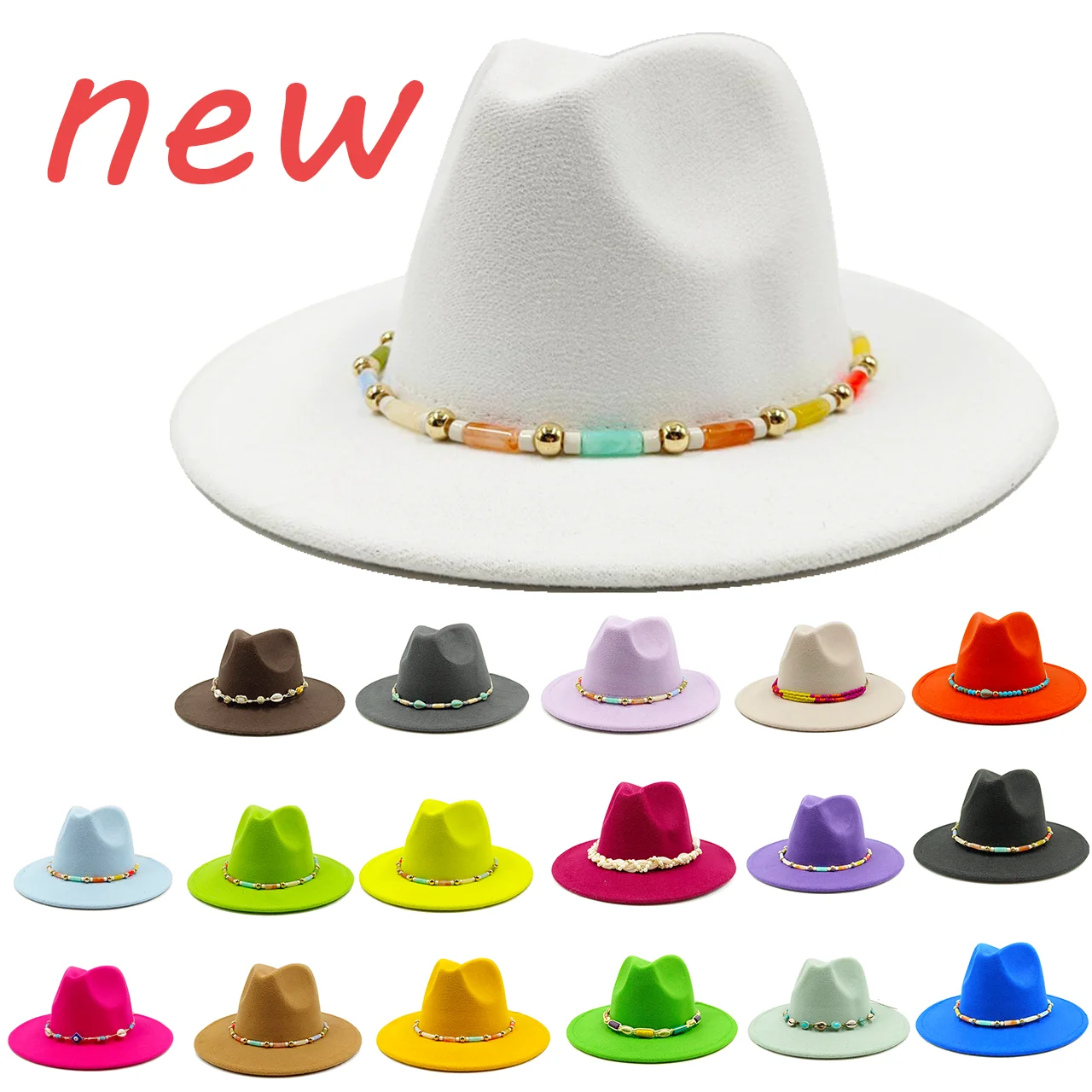 

Fedora Hat 2024 New Accessories Unisex Solid Color Fedora Hat Wide Brim Jazz Hat Wholesale sombreros chapeau homme