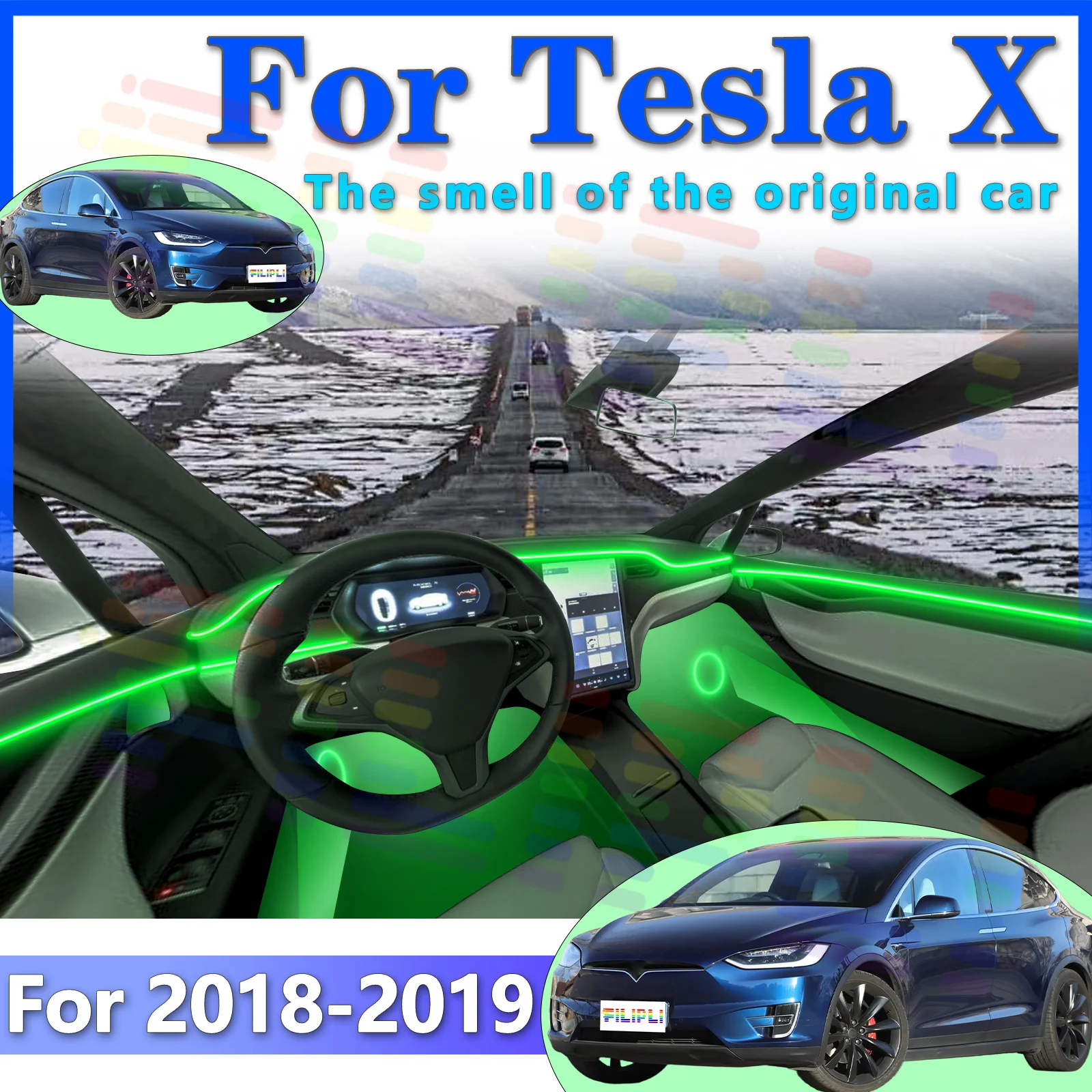 

FILIPLI для Tesla X1, акриловая внутренняя светодиодная атмосферная световая лента, регулируемая в всех цветах, с многофункциональными режимами для Sup