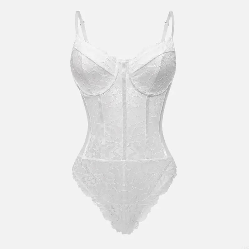 39BC Bequemer Spitzen-Dessous-Netz-Body mit Spitzendesigns, modische Spitzen-Strampleroberteile, geeignet für modische Frauen