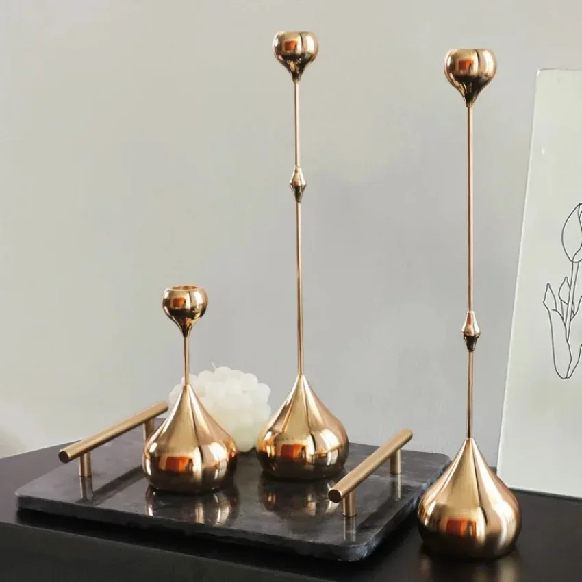 3Pcs/Set Water Drop Candlestick Table Decoration Light Luxury Western Dining Room Table Home Decor Romantic Candlelight Dinner