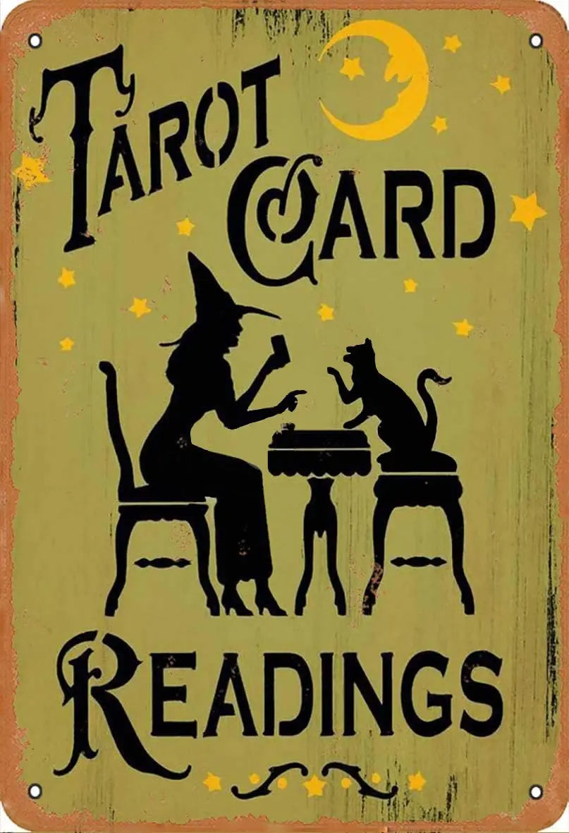 Tarot Card Readings Retro Metal Tin Sign Vintage Aluminum Sign for Home Coffee Wall Decor 8x12 Inch