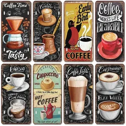 Coffee Time License Plates for Wall Decoration Metal Tin Signs Vintage Tags Metal Automotive Signs For Cafe Bar Club Garage Pubs