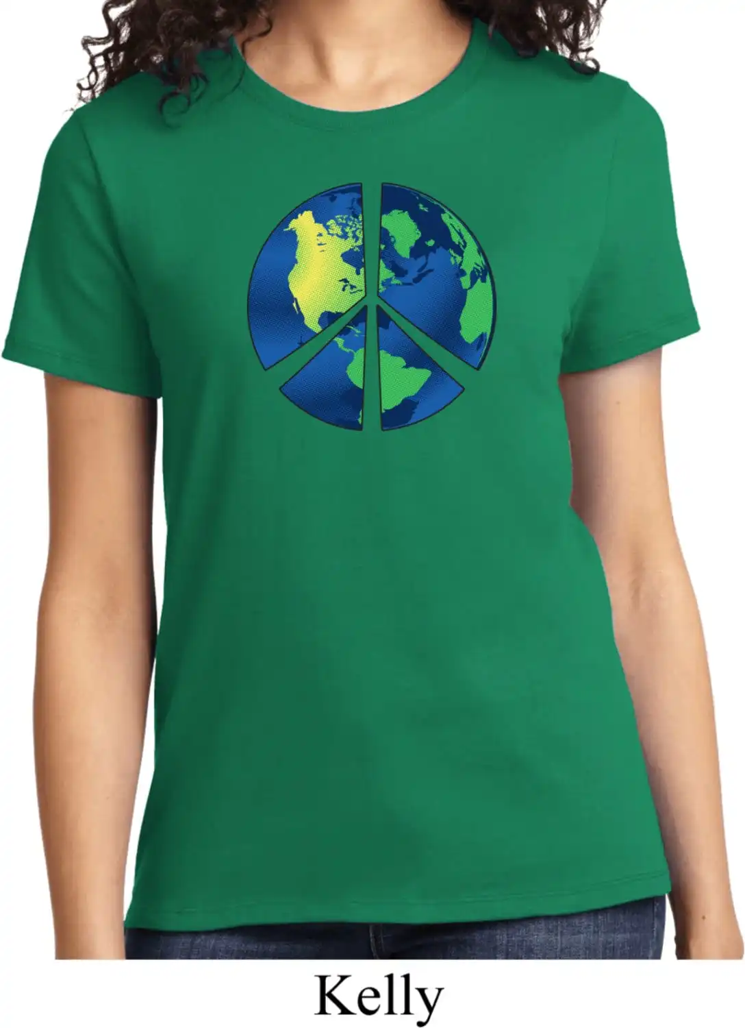 Ladies Peace Blue Earth T Shirt Blueearth Lpc61