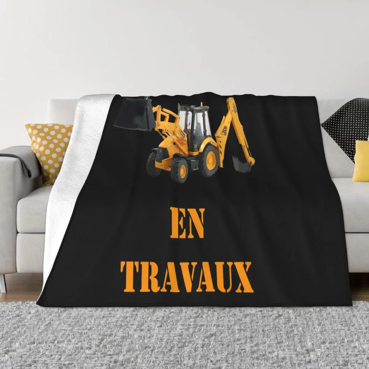 T Adulte Tractopelle En Travaux Engin Chantier Du S Au 2Xl Present New Design Brand Youth Loose 3D Throw Blanket