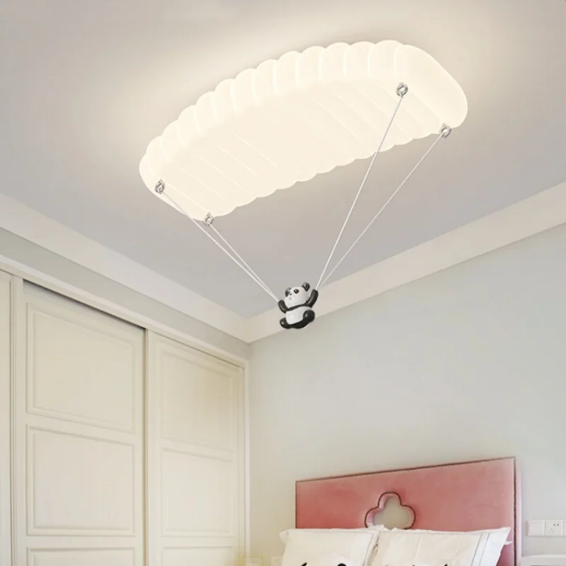 

Children's light parachute panda ceiling light cream style for children's room bedroom living room decoration lighting fixtures